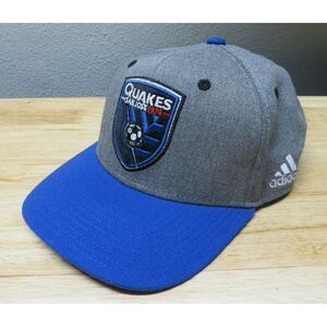 adidas MLS SJ‎ QUAKES Adjustable Back Hat Cap Gray Blue San Jose Soccer Futbol